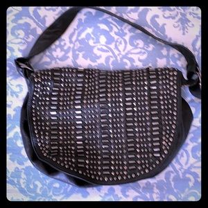 KITSON Black Studded Messenger Bag/Large Purse